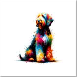 Vibrant Abstract Otterhound in Splashed Paint Art Posters and Art